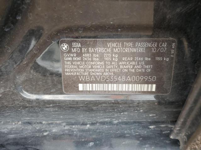 WBAVD53548A009950 - 2008 BMW 335 XI BLACK photo 12