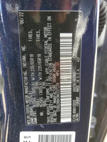 5TDGZRBH3NS227229 - 2022 TOYOTA HIGHLANDER XLE BLUE photo 14
