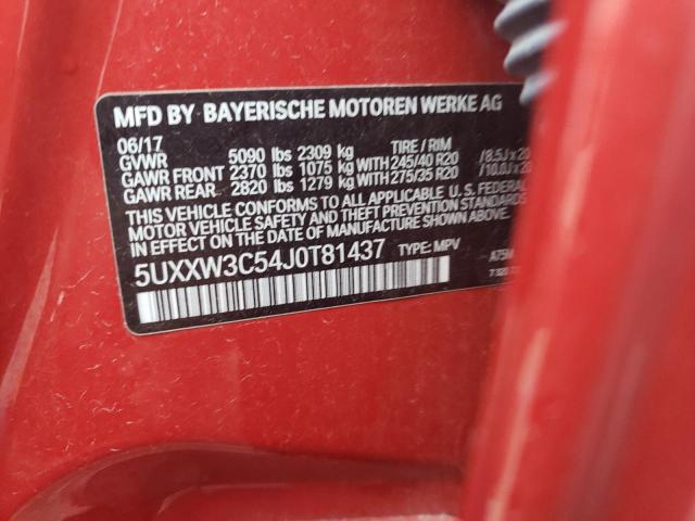5UXXW3C54J0T81437 - 2018 BMW X4 XDRIVE28I წითელი ფოტო 12