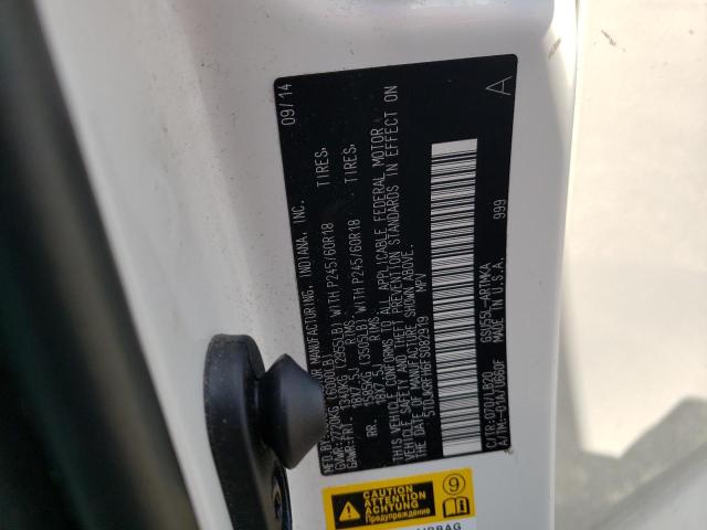 5TDJKRFH6FS082919 - 2015 TOYOTA HIGHLANDER XLE Սպիտակ լուսանկար 14