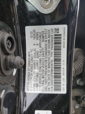 2HGFC2F80MH506750 - 2021 HONDA CIVIC SPORT 黑色 照片 12