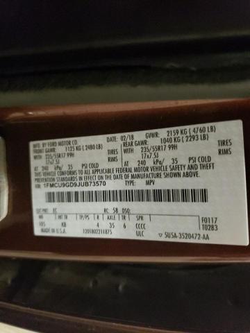 1FMCU9GD9JUB73570 - 2018 FORD ESCAPE SE Qəhvəyi foto 13