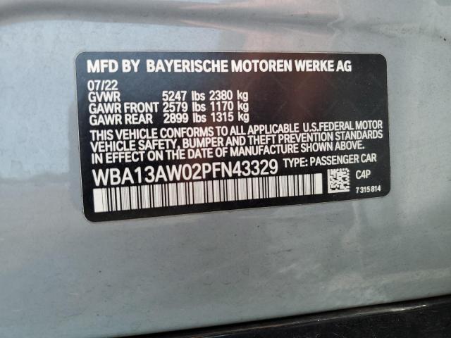 WBA13AW02PFN43329 - 2023 BMW M440XI GRAN COUPE GRAY photo 12