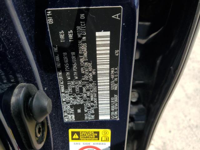 5TDJKRFH4FS092171 - 2015 TOYOTA HIGHLANDER XLE BLUE photo 14