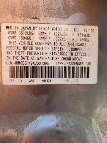 JHMGE8H49AC007095 - 2010 HONDA FIT SPORT 银色 照片 13