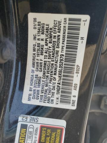 1HGFA168X6L052979 - 2006 HONDA CIVIC EX BLACK photo 12