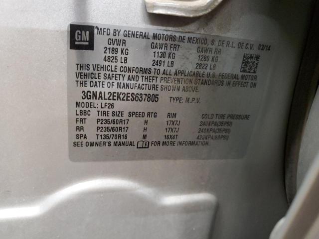 3GNAL2EK2ES637805 - 2014 CHEVROLET CAPTIVA LS 银色 照片 13