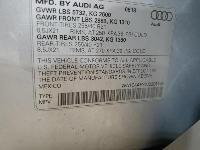 WA1C4AFY2J2205145 - 2018 AUDI SQ5 PRESTIGE SILVER photo 12