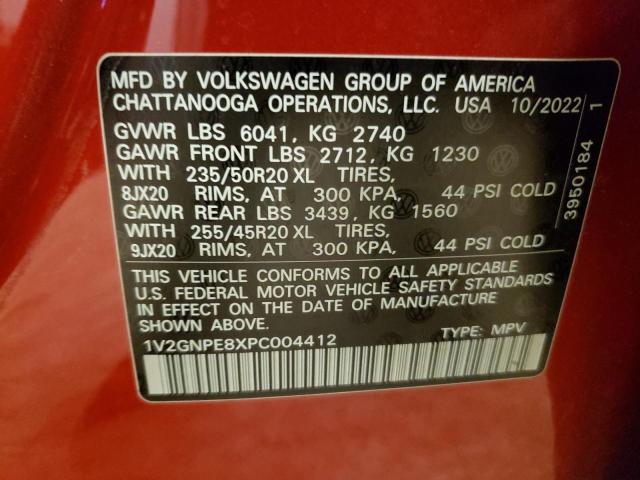 1V2GNPE8XPC004412 - 2023 VOLKSWAGEN ID.4 PRO S წითელი ფოტო 12