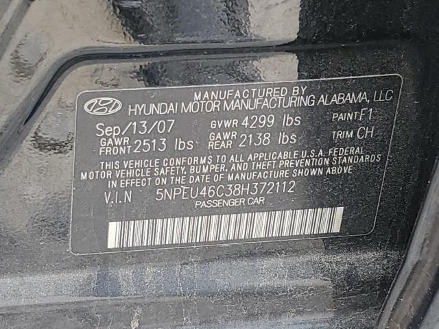 5NPEU46C38H372112 - 2008 HYUNDAI SONATA SE BLACK photo 12