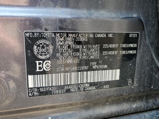 2T3R1RFV8MC229587 - 2021 TOYOTA RAV4 XLE ნაცრისფერი ფოტო 14