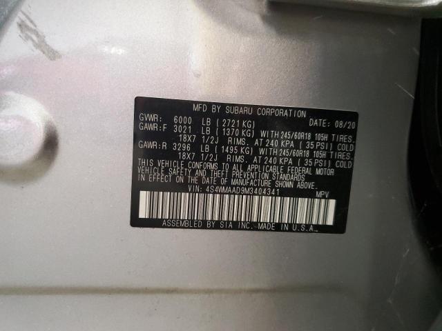 4S4WMAAD9M3404341 - 2021 SUBARU ASCENT SILVER photo 12