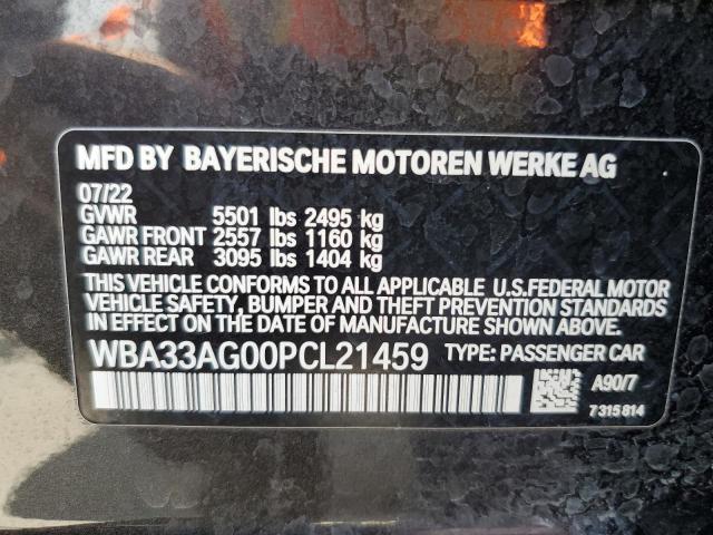 WBA33AG00PCL21459 - 2023 BMW 530XE BLACK photo 12