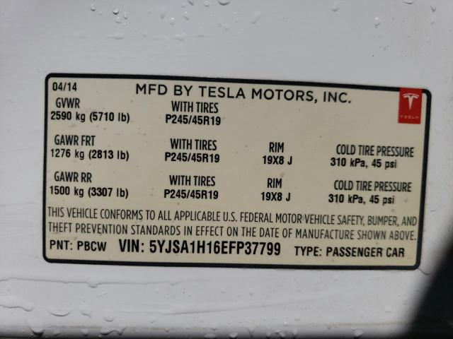 5YJSA1H16EFP37799 - 2014 TESLA MODEL S 白色 照片 12