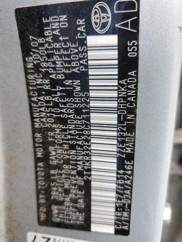 2T1KR32E28C711225 - 2008 TOYOTA COROLLA MA XR SILVER photo 12