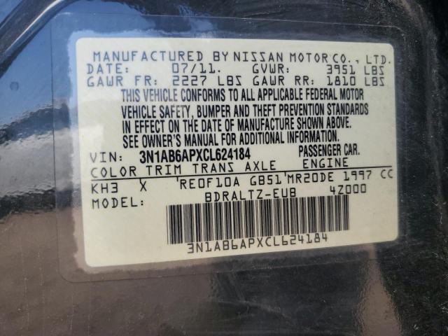 3N1AB6APXCL624184 - 2012 NISSAN SENTRA 2.0 BLACK photo 12