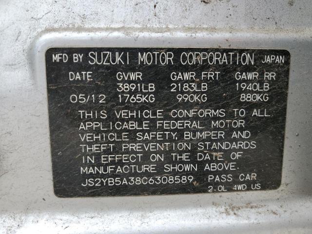 JS2YB5A38C6308589 - 2012 SUZUKI SX4 SILVER photo 12