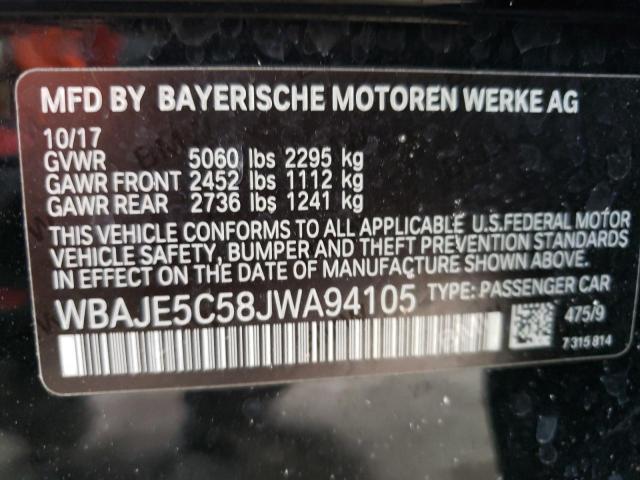 WBAJE5C58JWA94105 - 2018 BMW 540 I BLACK photo 13