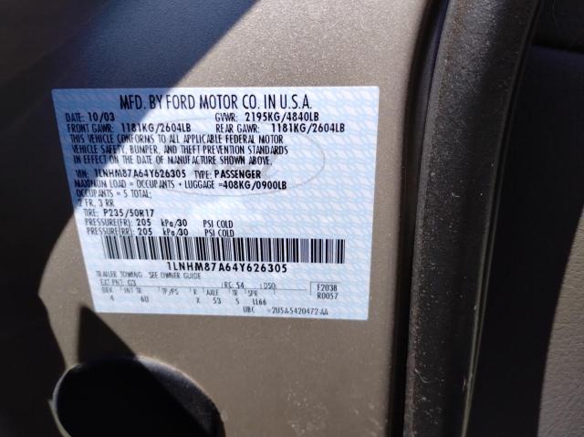 1LNHM87A64Y626305 - 2004 LINCOLN LS 棕色 照片 10