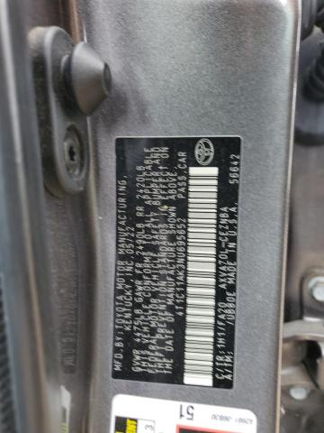 4T1C11AK3NU695652 - 2022 TOYOTA CAMRY LE CHARCOAL photo 12