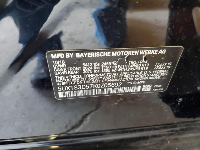 5UXTS3C57K0Z05692 - 2019 BMW X3 XDRIVEM40I BLACK photo 12