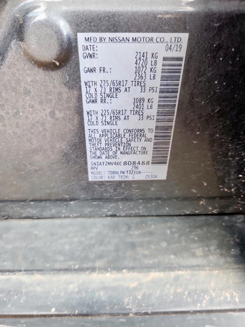 5N1AT2MV4KC808488 - 2019 NISSAN ROGUE S 灰色 照片 12