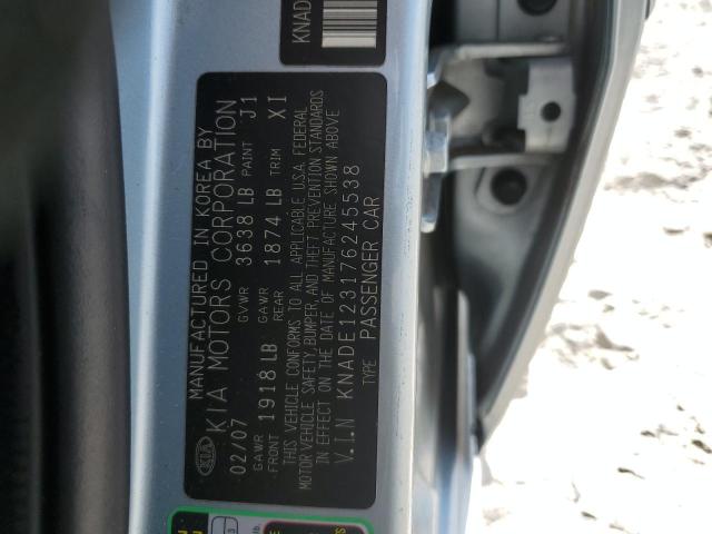 KNADE123176245538 - 2007 KIA RIO BASE GRAY photo 12