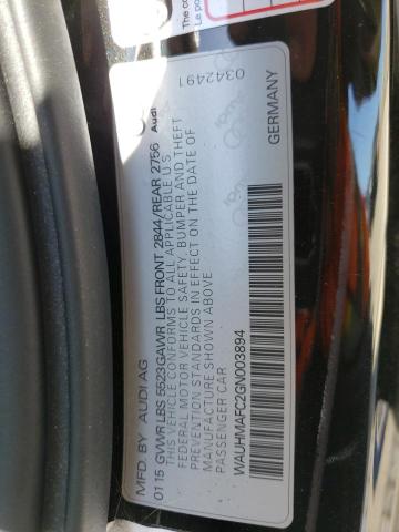 WAUHMAFC2GN003894 - 2016 AUDI A6 PRESTIGE შავი ფოტო 12