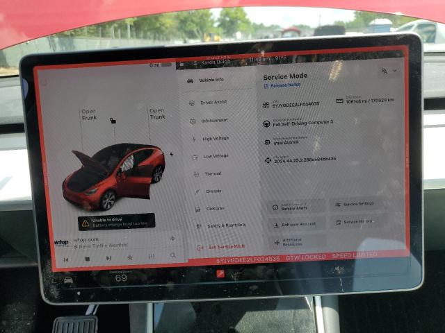 5YJYGDEE2LF034635 - 2020 TESLA MODEL Y RED photo 9