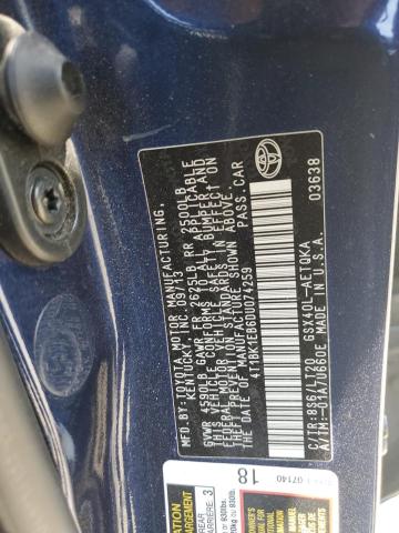 4T1BK1EB6DU074259 - 2013 TOYOTA AVALON BASE 蓝色 照片 12