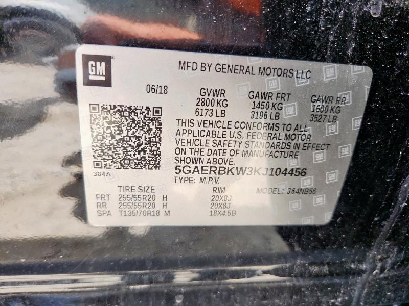 5GAERBKW3KJ104456 - 2019 BUICK ENCLAVE ESSENCE შავი ფოტო 13