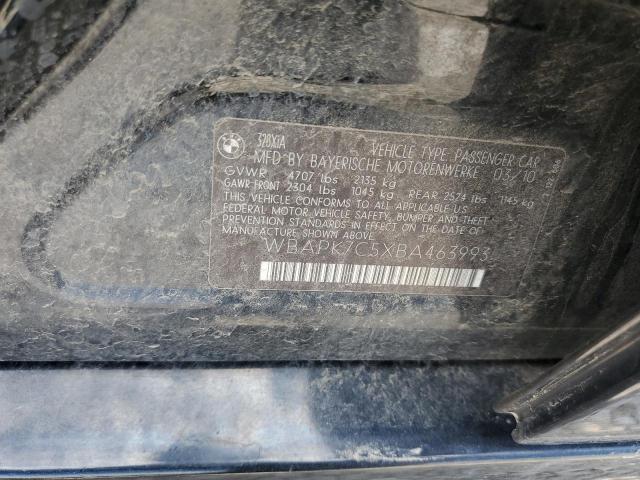 WBAPK7C5XBA463993 - 2011 BMW 3 SERIES XI 黑色 照片 12