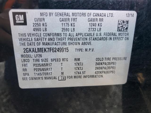 2GKALMEK7F6249915 - 2015 GMC TERRAIN SLE BLACK photo 13