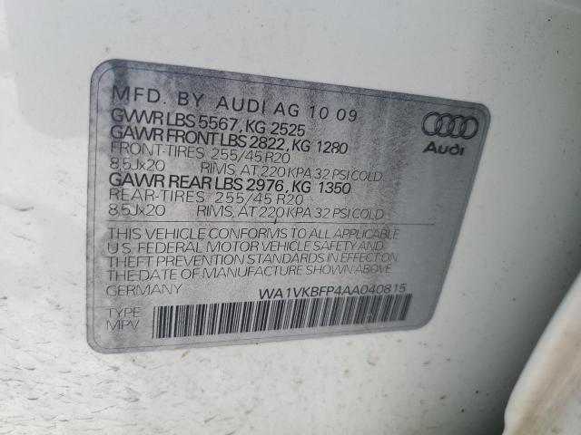 WA1VKBFP4AA040815 - 2010 AUDI Q5 PRESTIGE WHITE photo 12
