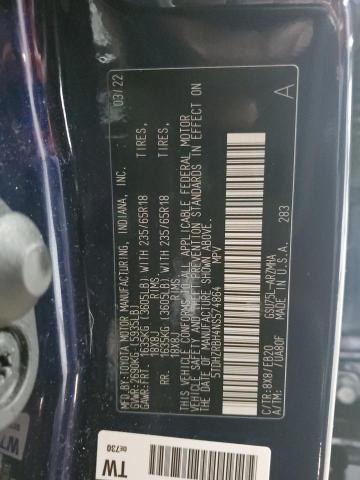 5TDHZRBH4NS574864 - 2022 TOYOTA HIGHLANDER XLE Azul foto 13