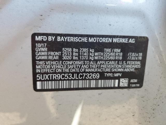 5UXTR9C53JLC73269 - 2018 BMW X3 XDRIVE30I SILVER photo 13