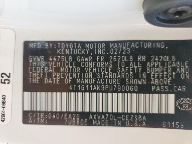 4T1G11AK9PU790060 - 2023 TOYOTA CAMRY SE NIGHT SHADE WHITE photo 12