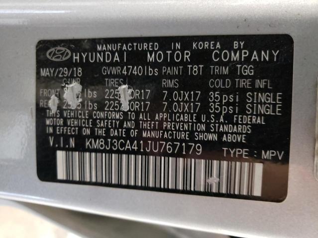 KM8J3CA41JU767179 - 2018 HYUNDAI TUCSON SEL SILVER photo 12