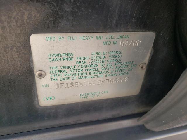 JF1SG65653H705828 - 2003 SUBARU FORESTER 2.5XS შავი ფოტო 12