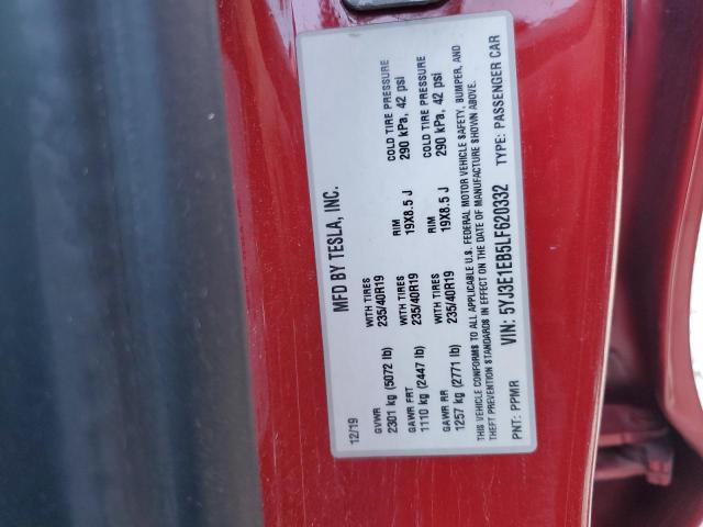 5YJSA1H20EFP66725 - 2014 TESLA MODEL S RED photo 12