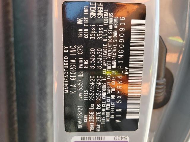 5XYRK4LF1NG090916 - 2022 KIA SORENTO SX GRAY photo 13