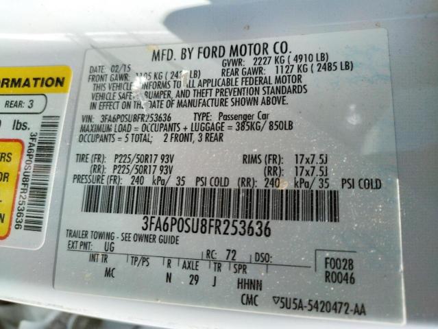 3FA6P0SU8FR253636 - 2015 FORD FUSION TITANIUM PHEV WHITE photo 12