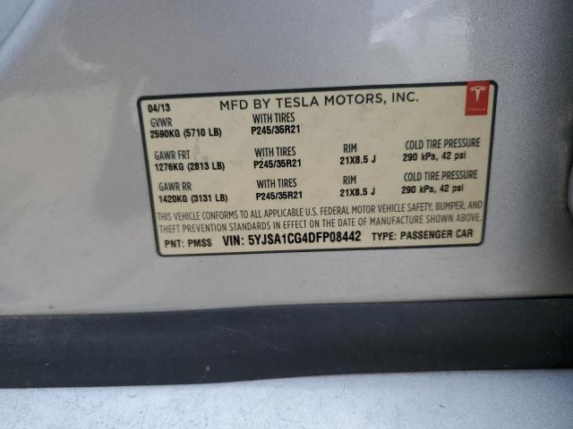 5YJSA1CG4DFP08442 - 2013 TESLA MODEL S ვერცხლისფერი ფოტო 13