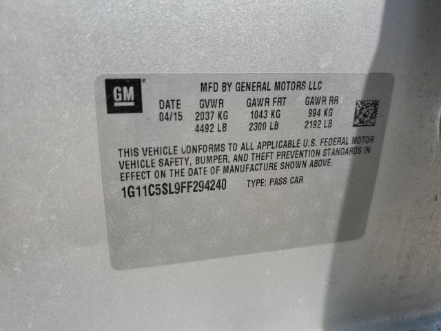 1G11C5SL9FF294240 - 2015 CHEVROLET MALIBU 1LT SILVER photo 13