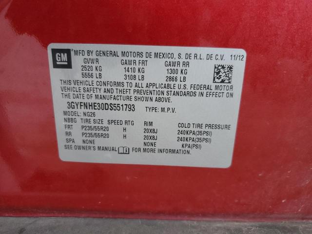 3GYFNHE30DS551793 - 2013 CADILLAC SRX PERFORMANCE COLLECTION Қызыл фото 13