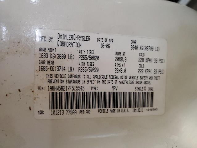 1A8HW58217F515545 - 2007 CHRYSLER ASPEN LIMITED 白色 照片 13