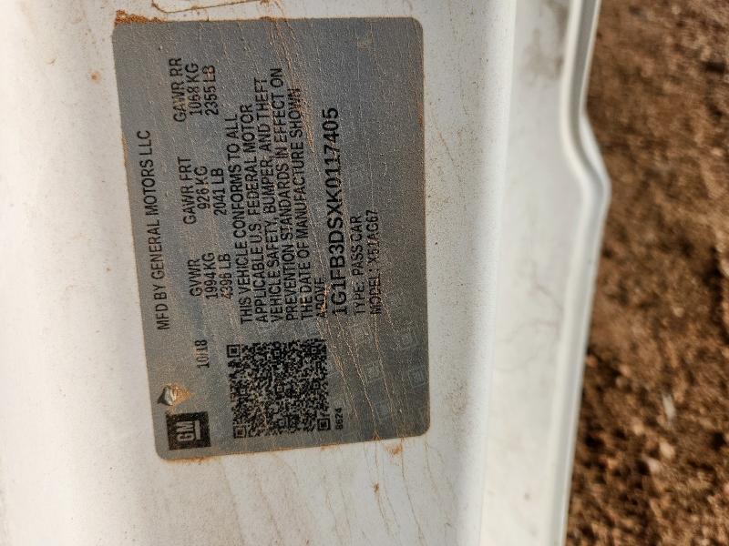 1G1FB3DSXK0117405 - 2019 CHEVROLET CAMARO LS თეთრი ფოტო 12