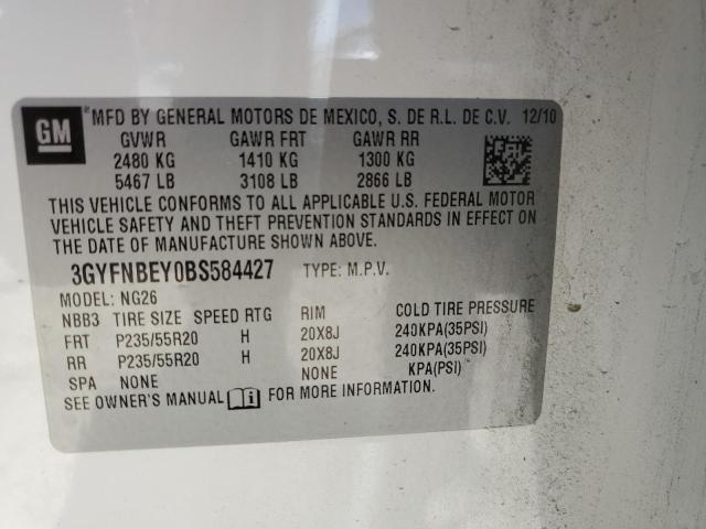 3GYFNBEY0BS584427 - 2011 CADILLAC SRX PERFORMANCE COLLECTION Ақ фото 13