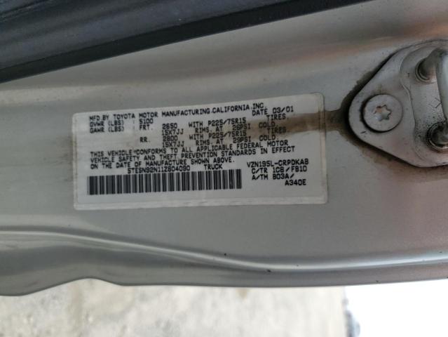 5TESN92N11Z804090 - 2001 TOYOTA TACOMA XTRACAB PRERUNNER ბეჟი ფოტო 12