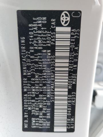 5YFEPMAE8NP313636 - 2022 TOYOTA COROLLA LE Blanco foto 12